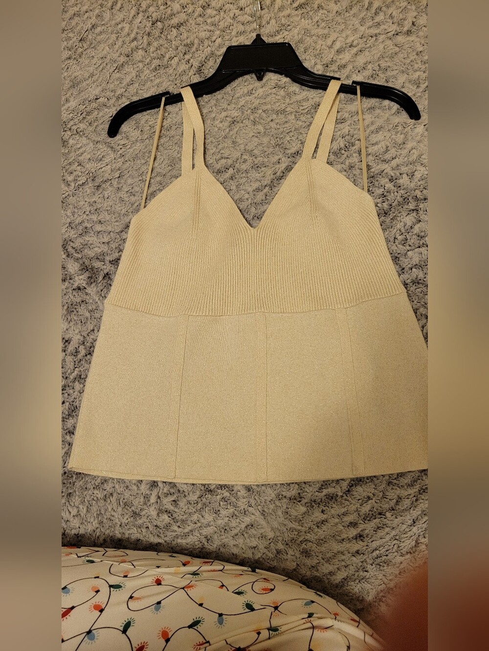 Women's Cream Knit V-Neck Camisole Top